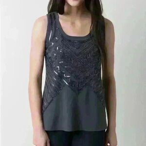 Daytrip Buckle Embellished Sequin Tank Top Size XS
